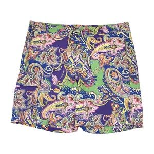 Polo Ralph Lauren Swim Trunks Mens 38” Purple Paisley Print Cargo Shorts Vintage